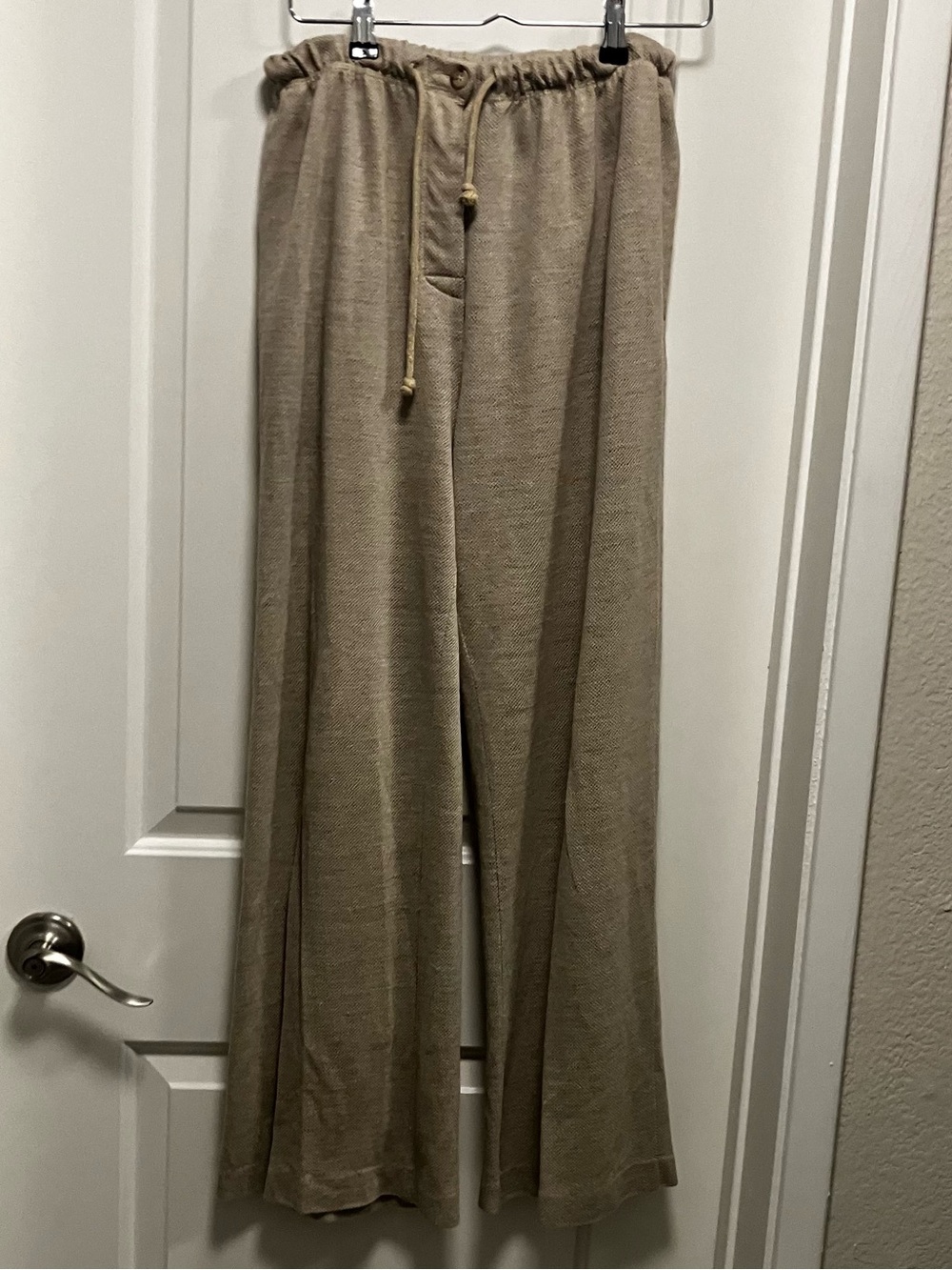 Ralph Lauren Women's 100% Linen Knit Wide Leg Lounge Pants Beige Tan Size M